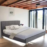 מיטה זוגית ללא ארגז עם מצעים רגליים גבוהות צבע אפור -מרלין