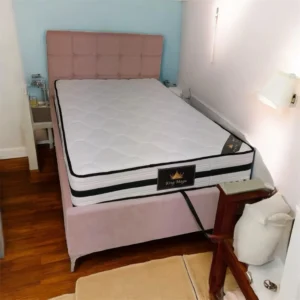 מיטה זוגית מיטה וחצי עם ארגז מצעים רגליים גבוהות צבע ורוד