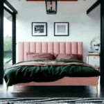 מיטה זוגית מיטה וחצי עם ארגז מצעים רגליים גבוהות צבע ורוד- מילאנו