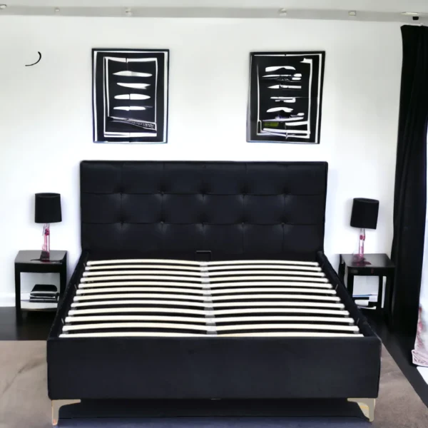 מיטה זוגית מיטה רגליים גבוהות צבע שחור - ונציה
