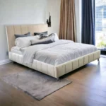 מיטה זוגית עם ארגז מצעים גודל 160 200 רגליים גבוהות צבע שמנת