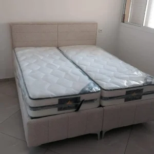 מיטה יהודית 160 200 כולל ארגז מצעים רגליים גבוהות שמנת