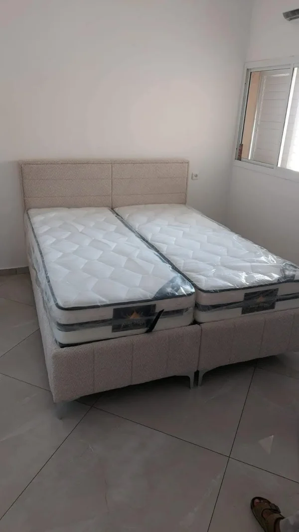 מיטה יהודית 160 200 כולל ארגז מצעים רגליים גבוהות שמנת