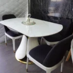 פינת אוכל עגולה נפתחת קרמיקה לבנה