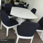 פינת אוכל עגולה נפתחת קרמיקה לבנה