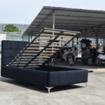 מיטה זוגית עם ארגז מצעים - צבע שחור - רגליים גבוהות