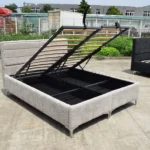 מיטה יהודית אפור עם ארגז מצעים רגליים גבוהות